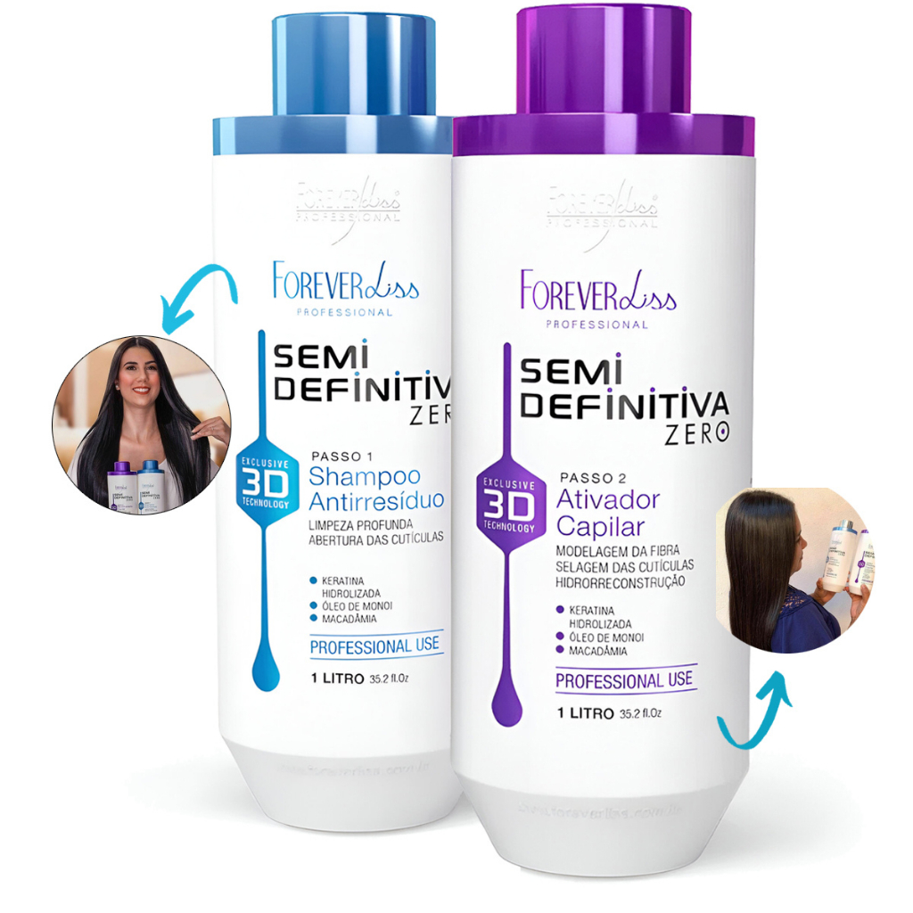 Escova Progressiva Semi Definitiva Zero Sem Formol Forever Liss Kit 2x ...