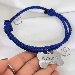 Coleira Pet com Tag Personalizada Com Nome Do Cachorro ou Gato K1