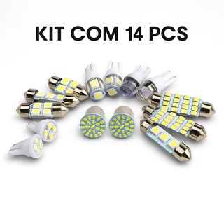 Kit 14 Lâmpadas LED T10 6000K Branco Puro - Placa, Farolete, Lanterna e Teto em Oferta na Shopee