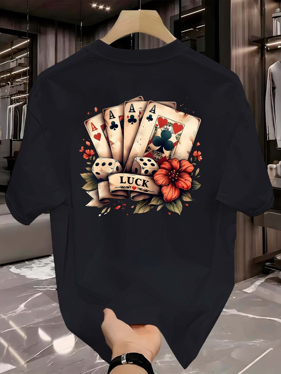 Camiseta Manfinity Luck T-Shirt Masculina Camisa Street Wear 100% Algodão