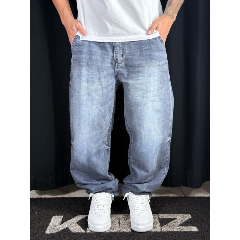 blessu wrinkle crack baggy denim Mサイズ Calça Jeans Baggy Denim Cinza | Shopee Brasil