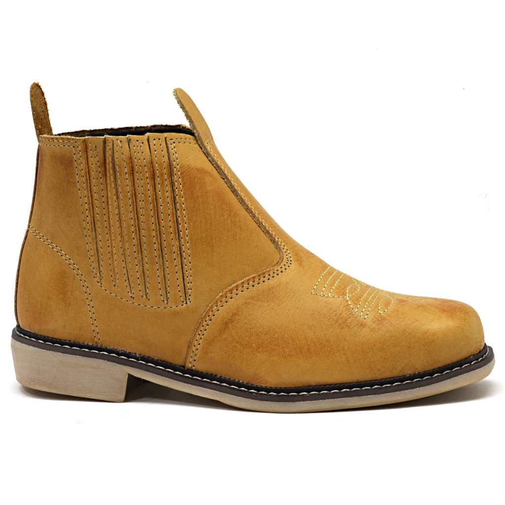 Botina Masculina Couro Legítimo Bota De Elástico Rodeio Country Para ...