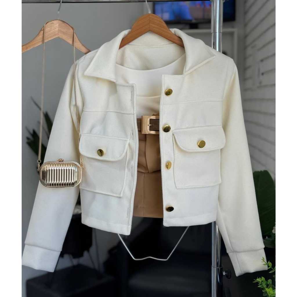 Jaqueta Casaco de lã batida tendencia outono inverno Perfeita | Shopee ...