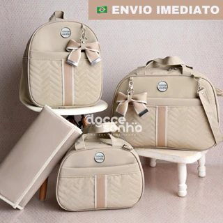 Kit bolsa maternidade com 4 peças mochila bolsa pequena e trocador para bebê menino e menina (AD 4P) em Oferta na Shopee