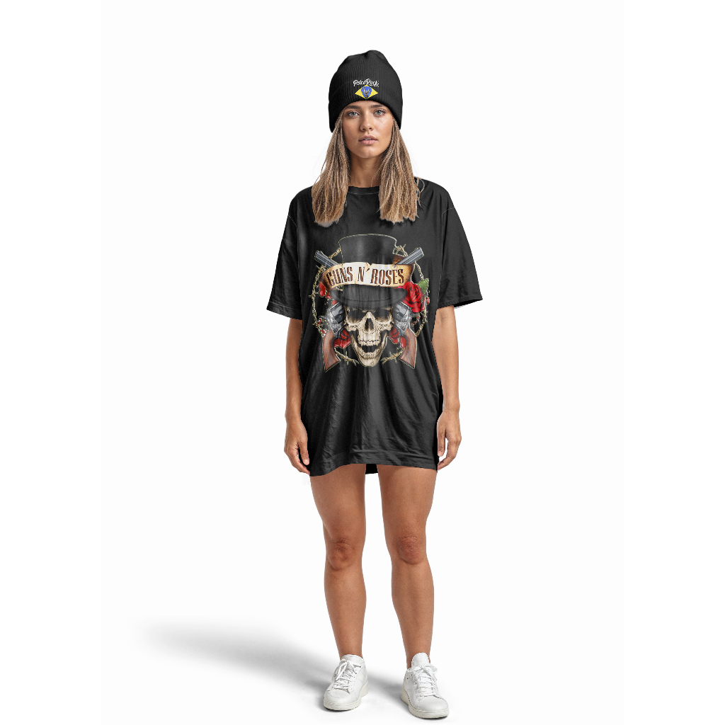 guns and roses oversized t shirt dress Guns n Roses Tee Dress, Fishnet Sleeves, Fringed Cuffs