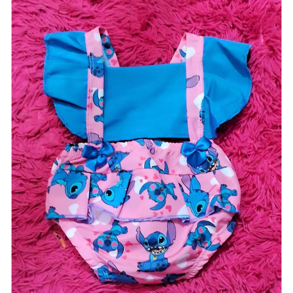Romper Lilo E Stitch Temático Mesversário Personagens Roupa De Bebe ...
