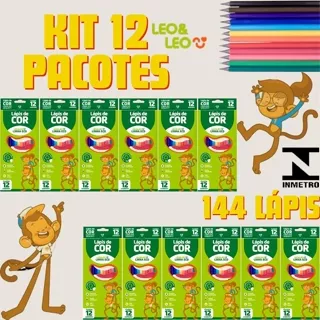 Kit 12 Pacotes 144 Lápis De Colorir 17,5cm Linha Eco Escolar Infantil Itens De Papelaria Leo&Leo em Oferta na Shopee