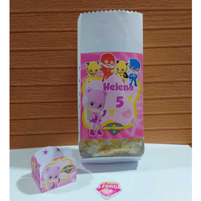 Combo Saquinho pra pipoca e porta docinho Aventura - Rosa | Shopee Brasil