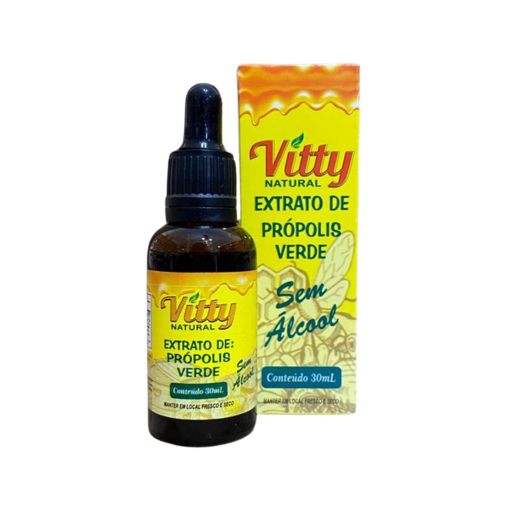 EXTRATO DE PRÓPOLIS VERDE AQUOSO E SEM ÁLCOOL 30ML VITTY | Shopee Brasil