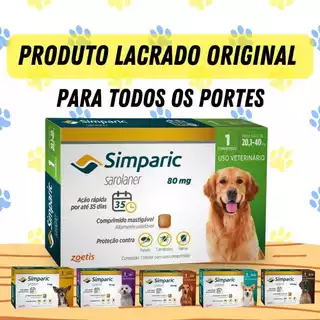 Antipulgas Pet Para Cachorro Simparic Anti Carrapatos e Sarnas Para Cães 20,1 a 40 Kg - 80 Mg