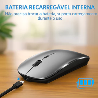 Mouse Sem Fio com bateria Recarregável bluetooh 1600 Dpi 5 Milhões de Clique Usb. 2.4g cor cinza