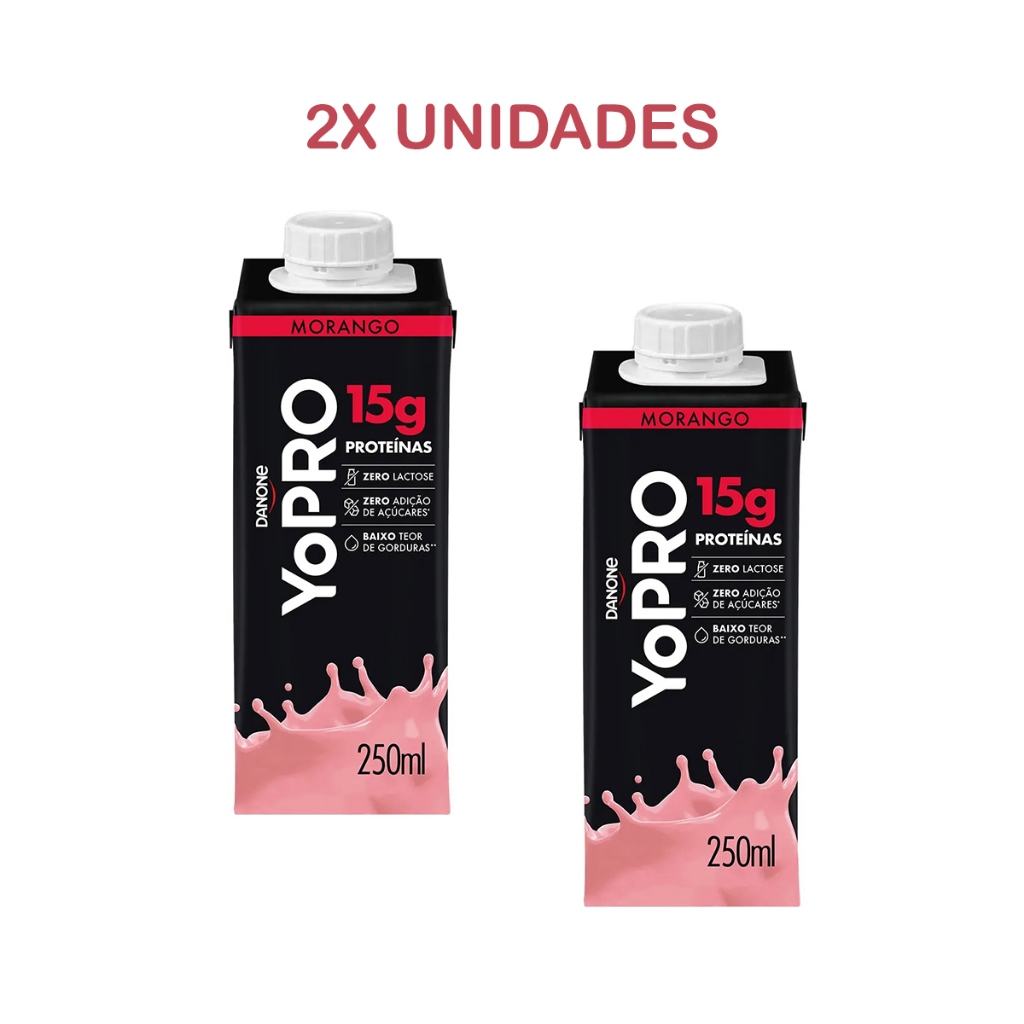 Kit C/2 Un Yopro Danone Morango Chocolate 15g Proteina Whey Yo Pro ...
