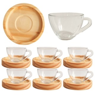 Jogo de Xícaras de Café com Pires de Madeira Coração Cantinho do Café Kit Presente Feminino — foto 4 — Achou Levou Brasil