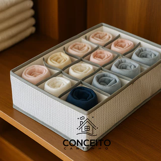 Caixa Organizadora Colmeia de Roupas Dobrável 12 Divisórias Organizador Meia Cueca Calcinha em Oferta na Shopee