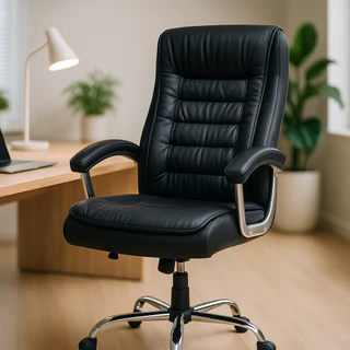Cadeira de Escritório Presidente Big Preta Com 42 Molas Ensacadas Pillow Top Com Regulagem Preta