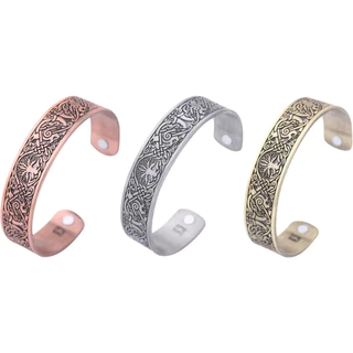 Bracelete Pulseira Magnética Viking 15mm Árvore Vida Terapia Magnética Alívio Dores Artrite 3 Cores
