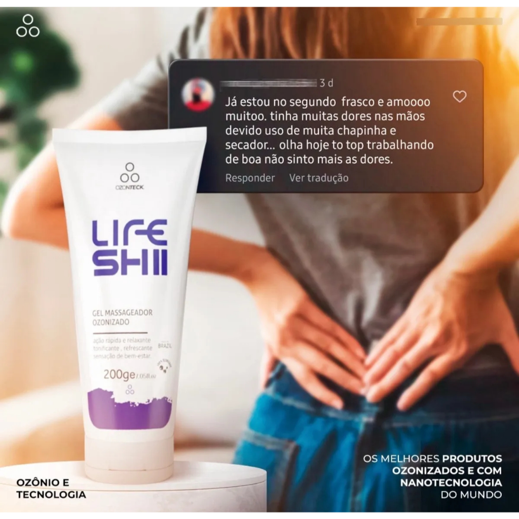 Gel Massageador Ozonizado LIFE SHII OZONTECK 200g Relaxamento