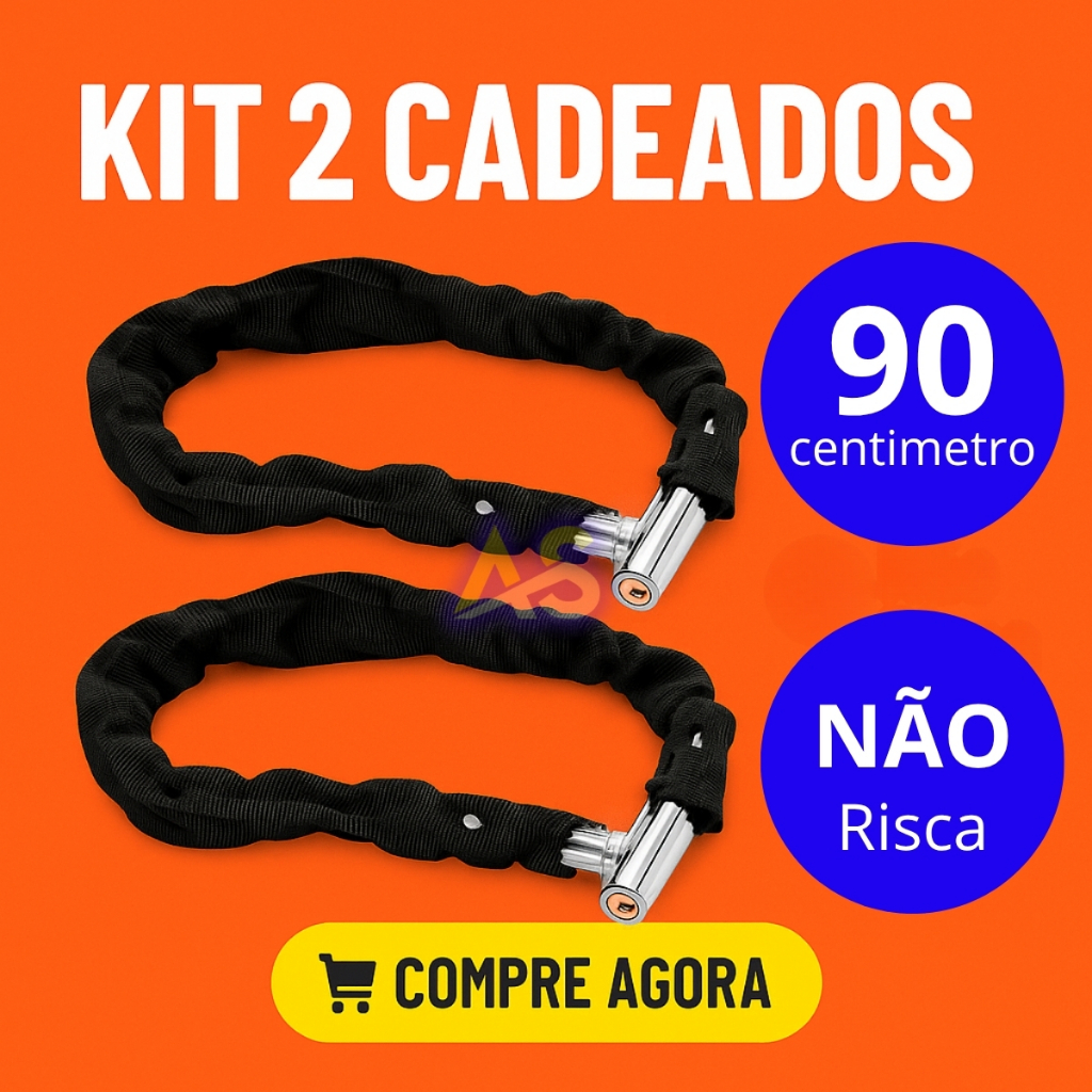 Kit 2 Cadeado Corrente | Trava Bicicleta Bike Portão Comercio Moto ...