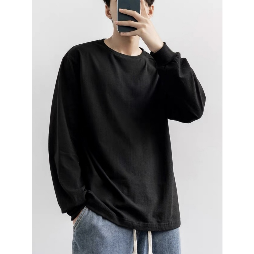 Camiseta Manga Longa Masculina 100% algodão premium 30.1 Costura Reforçada