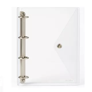 Caderno Fichário Pasta Organizadora 4 Argolas Transparente Universitário Fechamento com Botão