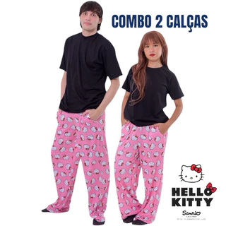 Kitcasal 2 calças Homem Aranha Hello Kitty Pijama Pants Pyjama Calças Mulheres Homens CASAL
