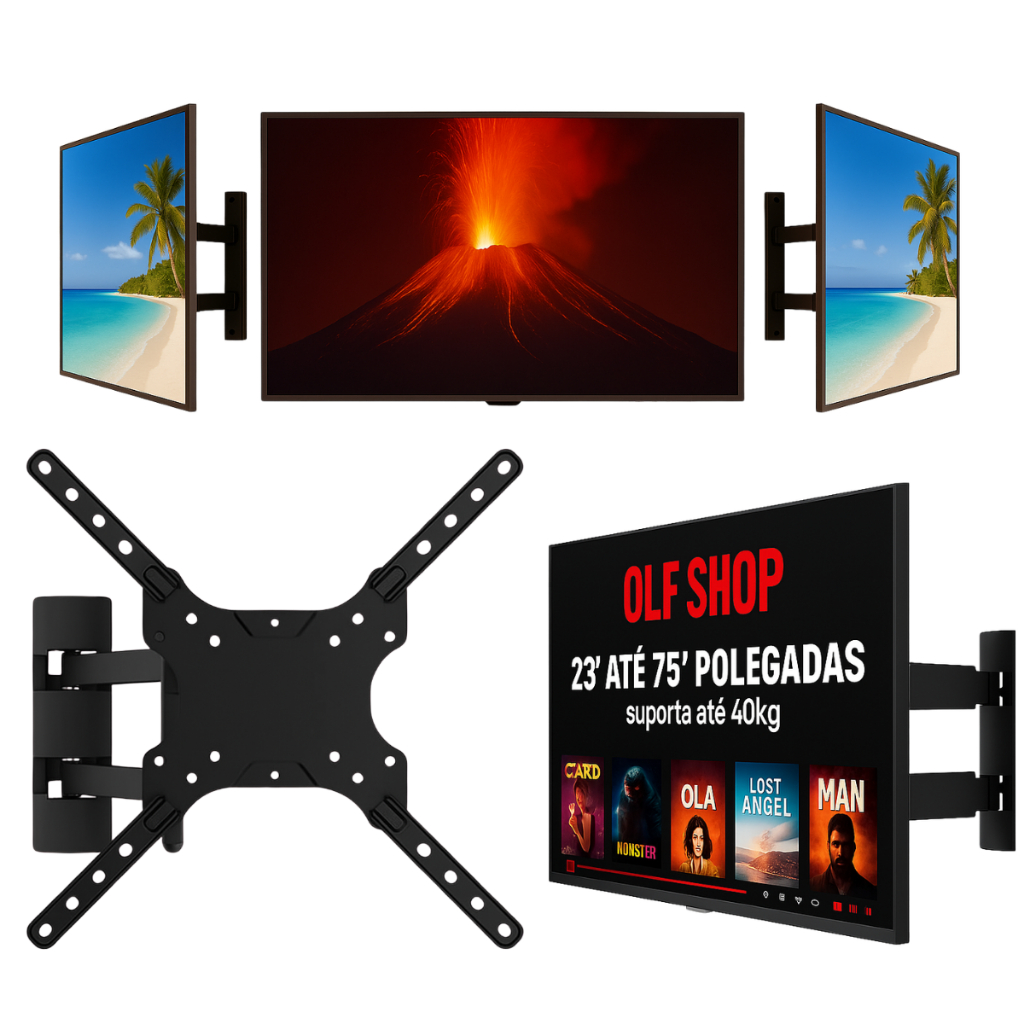 Suporte Para Tv Tri Articulado De Parede Com 4 Movimentos Tvs 23 a 75 ...