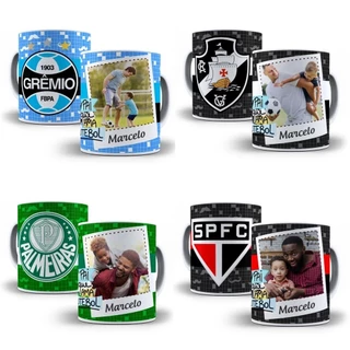 Caneca Xícara Personalizada Porcelana Cerâmica Pai Torcedor Time Coração Futebol Nome Uso Exclusivo