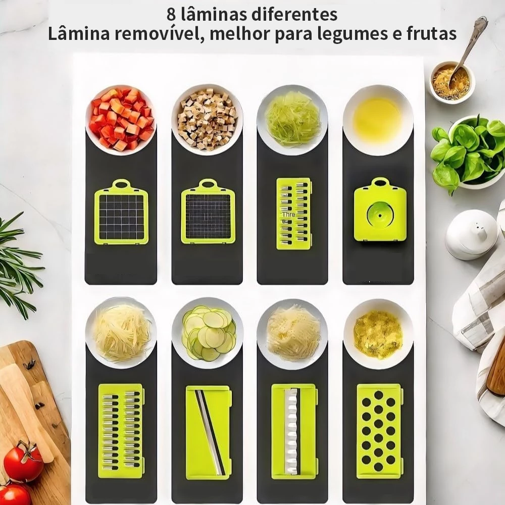 Slicer 16 em 1 com vasilha e lâminas em inox