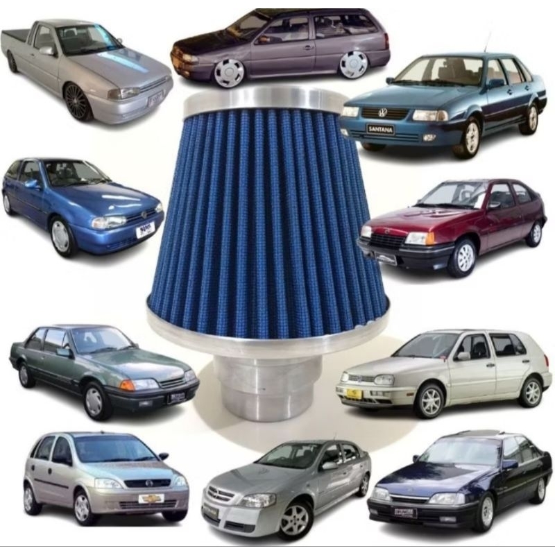 FILTRO DE AR ESPORTIVO DUPLO FLUXO GRANDE LAVÁVEL 3 MEDIDAS 62 72 82MM+ABRAÇADEIRA