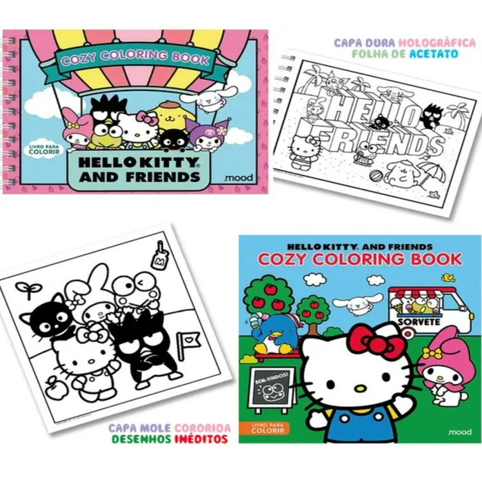 Livro de Colorir Hello Kitty Capa Dura Com Acetato Original Relaxante ...