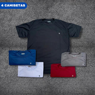Kit com 4 Camisetas Masculina Academia Dry Fit Esportiva Refletiva Plus Size