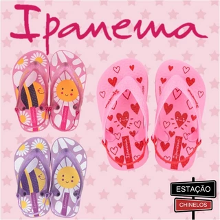 Chinelo Baby Ipanema com elástico - Flor - Coração - Borboleta