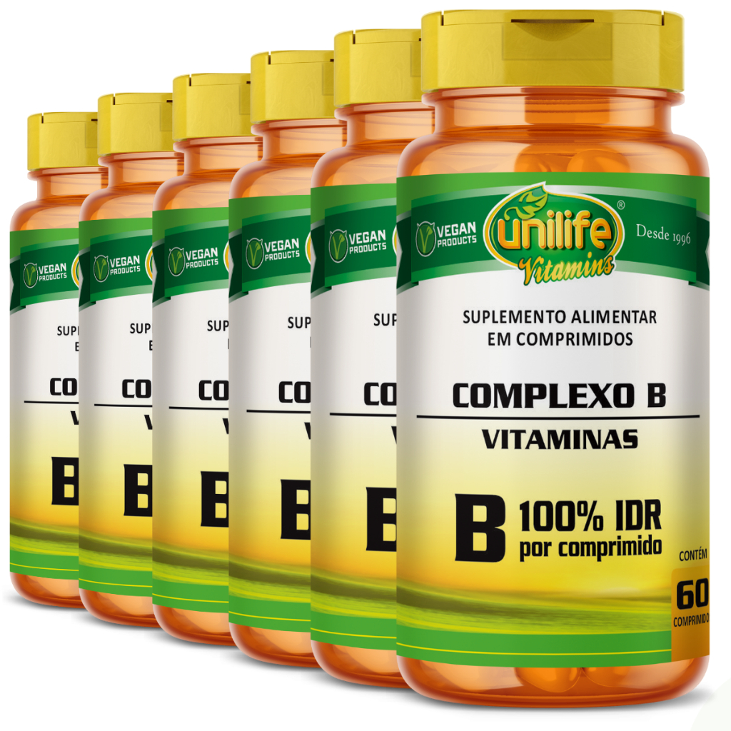 Kit 6 Vitaminas Complexo B (B1, B2, B3, B5, B6, B7, B9, B12 Tipo D) 60 ...