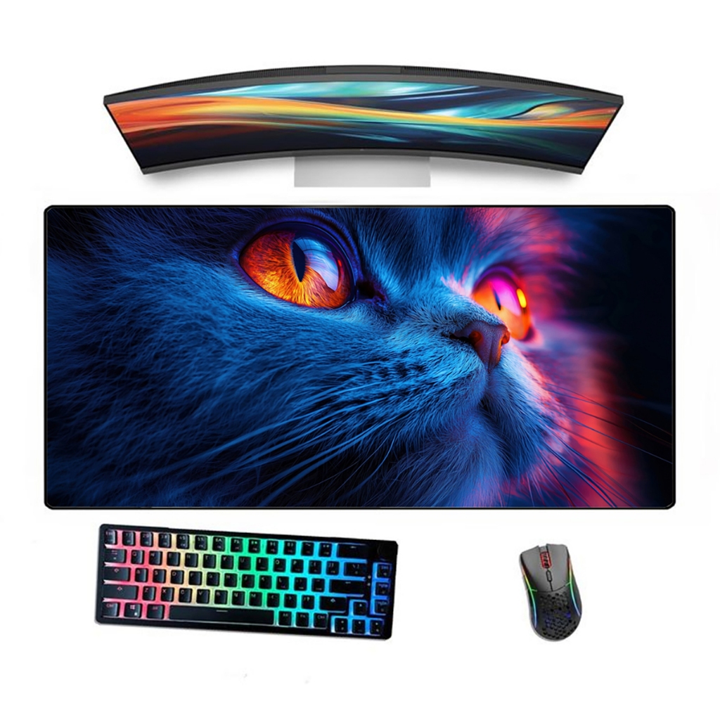 Mousepad Gamer Borda Costurada Ergonómico Estampado Gatinho Colors