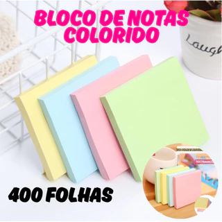 Bloco De Notas Adesivo Colorido 400 Folhas Post It Para Anotações De Recados Multiuso em Oferta na Shopee