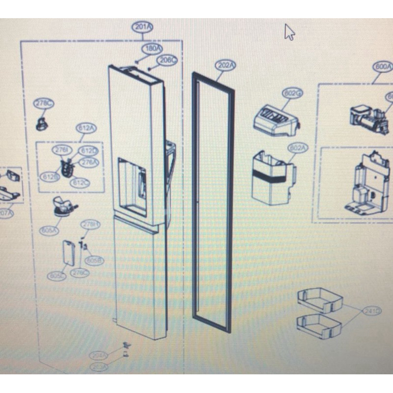 よし Vedação gaxeta Borracha Refrigerador Side by Side LG GC-J237JSP