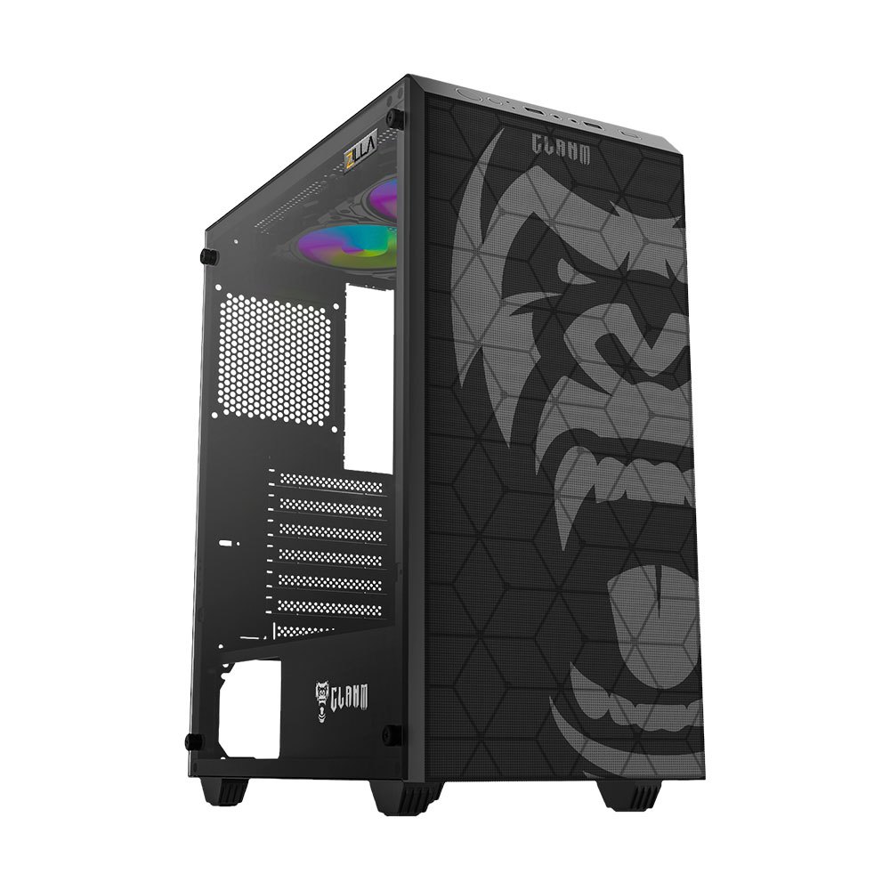 Gabinete Gamer Clanm Zilla, Mini-Tower, Lateral de Vidro, Preto, ATX Cabe water cooler
