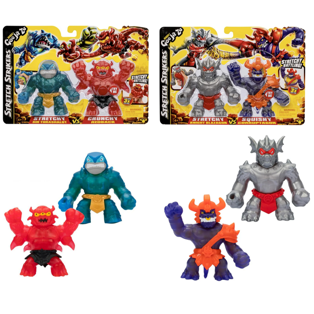 Goo Jit Zu Pack C/ 2 Bonecos 12cm Elásticos Stretch Strikers