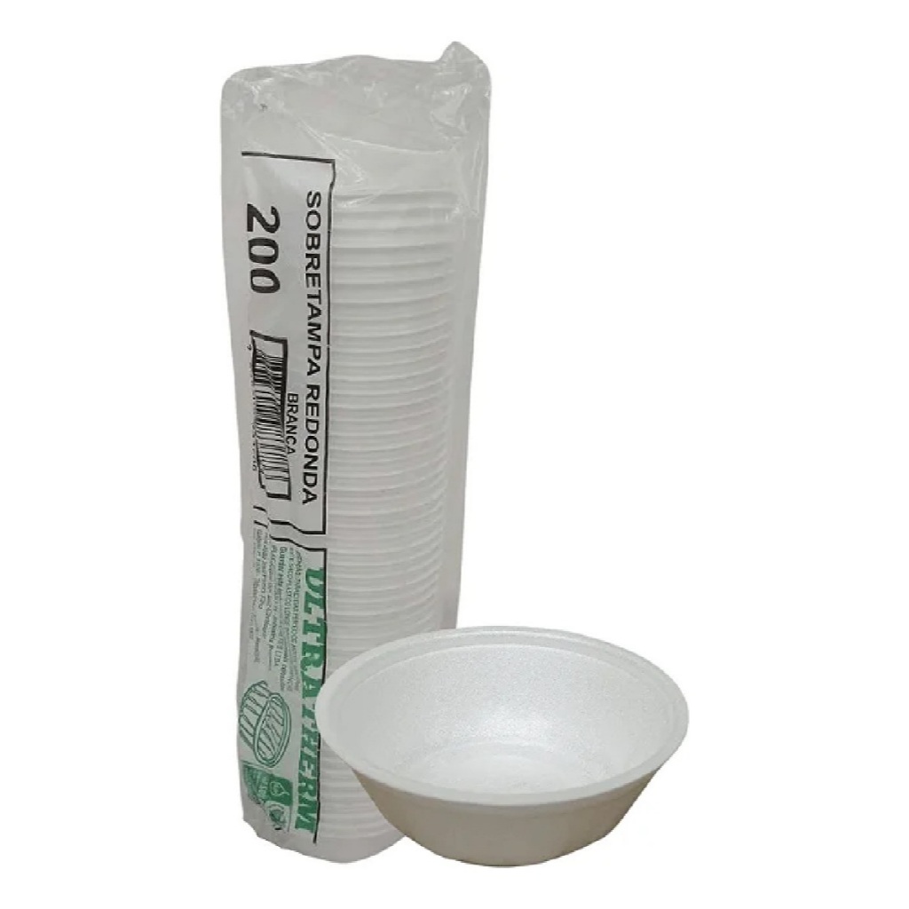 Cumbuca de Isopor Descartável 200ml Prato Fundo Pote Açaí Caldo Sopa ...