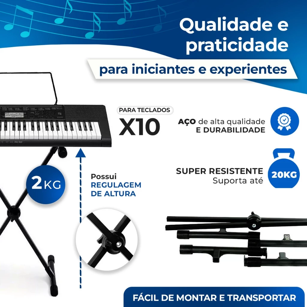 Suporte Para teclado em x serve para piano digital Reforçado e Desmontável