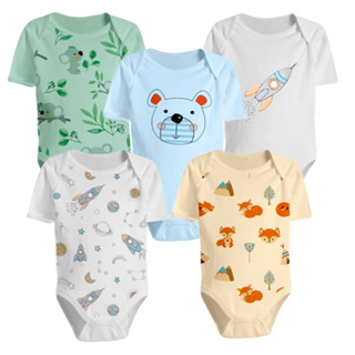 Kit 5 Bodys Estampado Roupa Bebê Manga Curta Menino e Menina em Oferta na Shopee