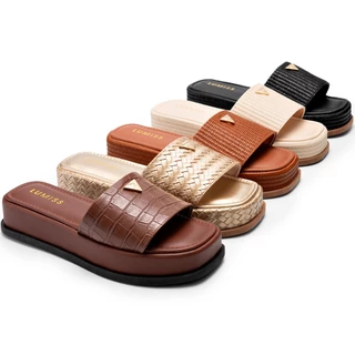 Tamanco Feminino Lumiss Sandália Flatform Chinelo Confortável Juta em Oferta na Shopee