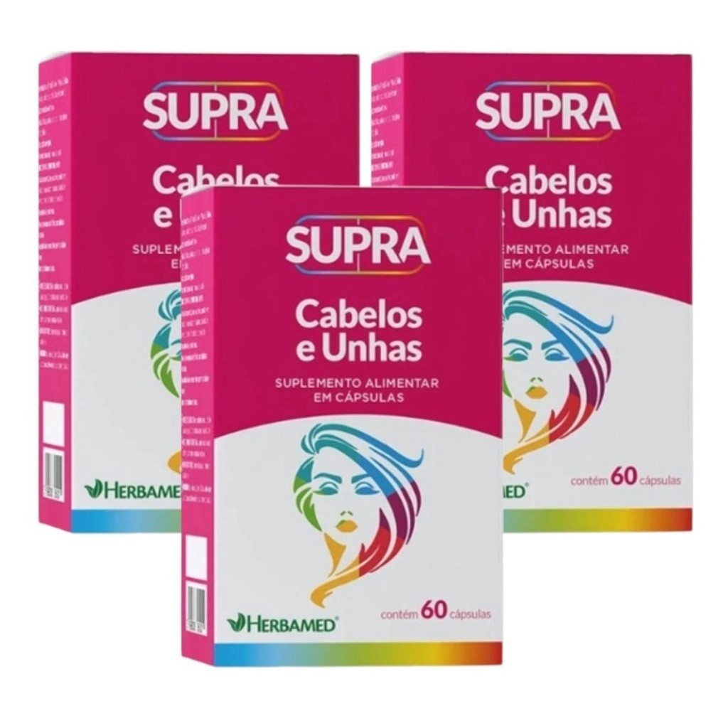 Kit 3 Supra Cabelos e Unhas Herbamed De 60 Cápsulas | Shopee Brasil