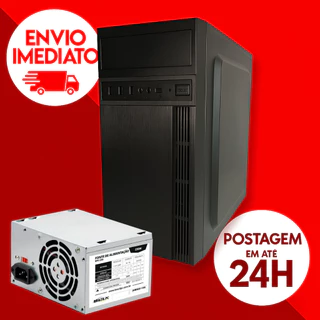Kit Gabinete Fonte de Alimentação Office Preto Compacto Desktop Pequeno