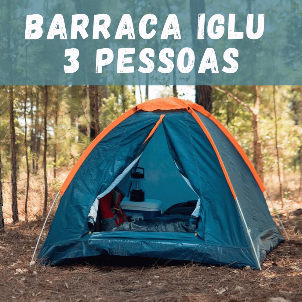 Barraca de Camping Iglu 3 pessoas Impermeável Sistema NANO-FLEX Coluna ...