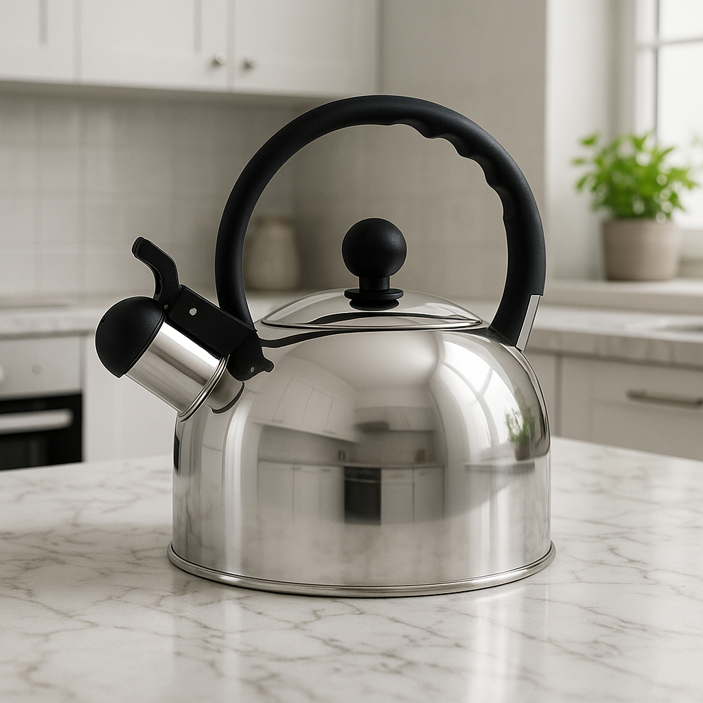 Chaleira Inox com Apito para Fogão Gás Elétrico e de Indução Ferve Rápido Luxo