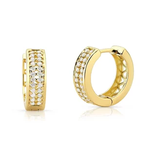 Brinco de Ouro 18k Argola Click Cravejada com Diamantes em Oferta na Shopee