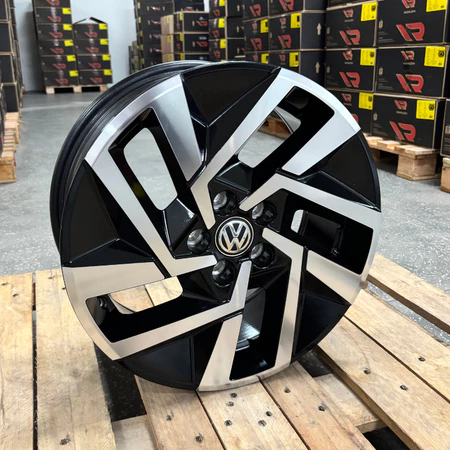 Jogo de Rodas T Cross lanzonne sense Vw Aro 16 5x100 Polo Virtus Fox diamantado preto 4 unidades