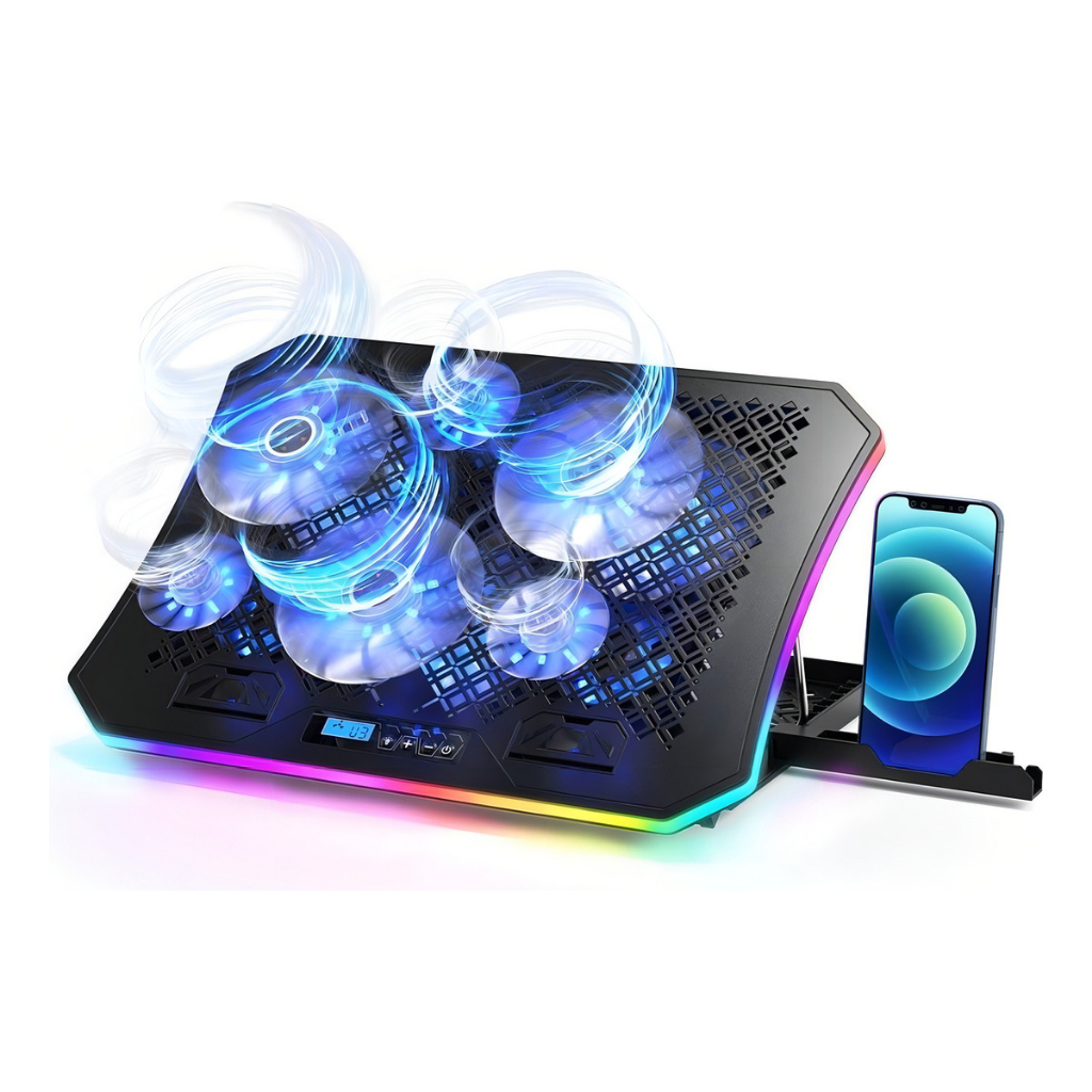 Suporte Notebook Gamer Rgb Ergonomico 6 Fans Coller Celular. Cor Preto ...