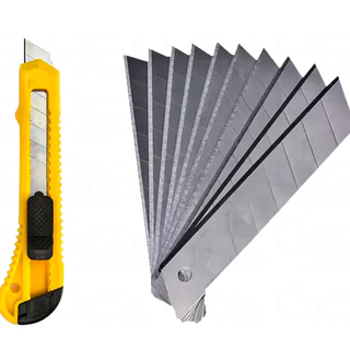 Kit Jogo Estilete + 10 Lâminas Reposição Prático Corte Papel Adesivo Isopor Artesanato Trabalho em Oferta na Shopee